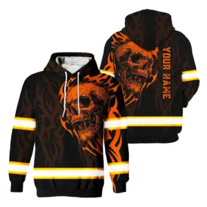 Hi Vis Hoodie Reflective Skull Green Neon Safety Workwear For Workers