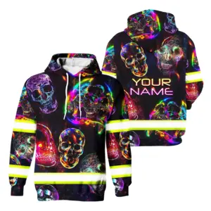 Hi Vis Hoodie Reflective Skull Neon Colorful Custom Name Safety Workwear