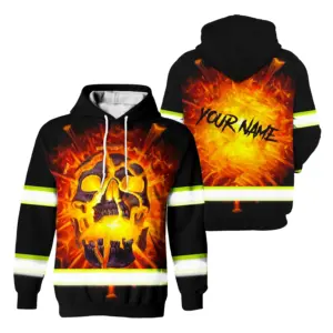 Hi Vis Hoodie Reflective Tapes Orange Neon Broke Skull Custom Name Safety