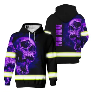 Hi Vis Hoodie Reflective Violet Neon Skull
