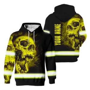 Hi Vis Hoodie Reflective Yellow Neon Skull