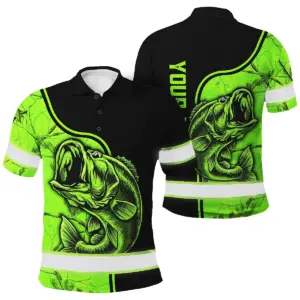 Hi Vis Polo Shirt Reflective Fishing Green Neon Custom Name Safety Workwear For Fishing Lovers Workers, Runners, Cyclists, Trucker, Operator, Patriotic