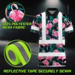hi-vis-polo-shirt-reflective-tapes-hawaii-flamingo-custom-name-bd537.webp