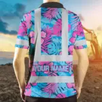 hi-vis-polo-shirt-reflective-tapes-pink-neon-and-blue-flowers-custom-f6233.webp