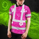 hi-vis-polo-shirt-reflective-tapes-pink-neon-flowers-custom-name-9669c.webp