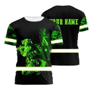 Hi Vis Shirt Reflective AU Flag AU Military Army Soldier Custom Name
