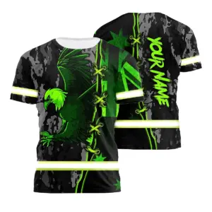 Hi Vis Shirt Reflective AU Flag Eagle Safety Workwear For Workers