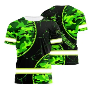 Hi Vis Shirt Reflective Camo Green Neon AU Flag Safety Workwear