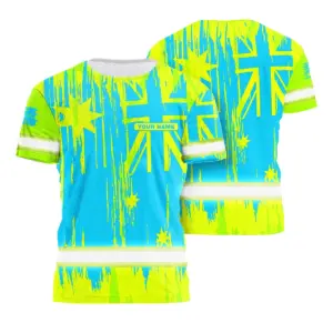Hi Vis Shirt Reflective Flag Australia Green And Blue Neon