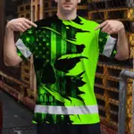 hi-vis-shirt-reflective-green-neon-skull-us-flag-scratch-custom-name-f011a.webp