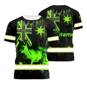 Hi Vis Shirt Reflective Kangaroo AU Flag Green Neon Safety