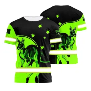 Hi Vis Shirt Reflective Kangaroo AU Flag Safety Workwear