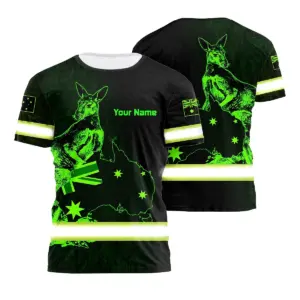 Hi Vis Shirt Reflective KangarooAU Flag Blue Neon Custom Name
