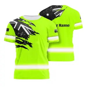 Hi Vis Shirt Reflective Scratch Green Neon AU Flag