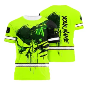 Hi Vis Shirt Reflective Skull Scratch Green Neon Australia Flag