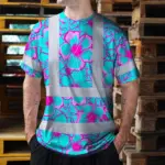 hi-vis-shirt-reflective-tapes-blue-neon-and-pink-flowers-custom-name-c0018.webp