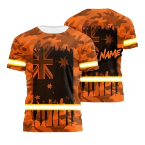 Hi Vis Shirt Reflective Tapes Camo Orange Neon Australia Flag