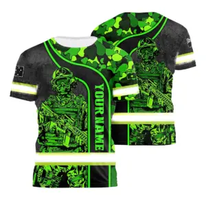 Hi Vis Shirt Reflective Tapes Green Neon Camo Neon AU Military Solider