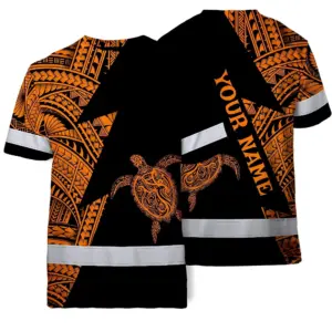 Hi Vis Shirt  Reflective Tapes Orange Neon Turtle Hawaii Custom Name