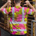 hi-vis-shirt-reflective-tapes-pink-neon-and-lime-flowers-custom-name-fd541.webp