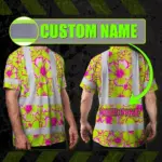 hi-vis-shirt-reflective-tapes-pink-neon-and-lime-flowers-custom-name-fe468.webp