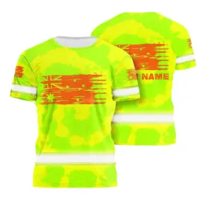 Hi Vis Shirt Reflective Tapes Tie Dye Green And Orange Australia Flag