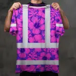 hi-vis-shirt-reflective-tapes-violet-neon-and-pink-flowers-custom-64b94.webp