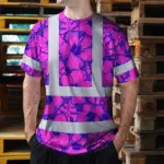 hi-vis-shirt-reflective-tapes-violet-neon-and-pink-flowers-custom-bd800.webp