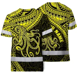 Hi Vis Shirt Reflective Tapes Yellow Neon Hawaii Octopus Custom