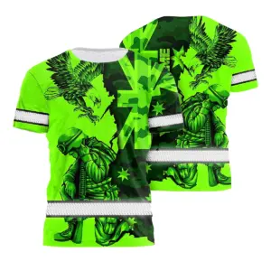 Hi Vis Shirt Reflective Veteran Military Soldiers US Flag