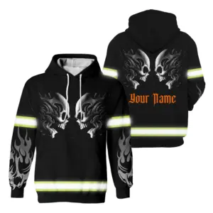 High Visibility Hoodie Reflective Fight Skull Safety Workwear