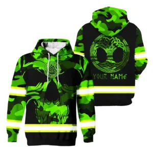 Hivis Hoodie High Visibility Hoodie Reflective Skull Viking Camo Custom