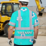 Hi-Vis-Hawaiian-Shirt-Reflective-Tapes-Blue-Neon-Custom-Name-Safety-Workwear-For-Workers,-Truckers,-Operators-4