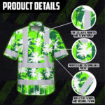 Hi-Vis-Hawaiian-Shirt-Reflective-Tapes-Green-Neon-Flowers-Custom-Name-Safety-Workwear-For-Workers,-Truckers,-Operators-6
