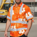 Hi-Vis-Hawaiian-Shirt-Reflective-Tapes-Orange-Neon-Custom-Name-Safety-Workwear-For-Workers,-Truckers,-Operators-3