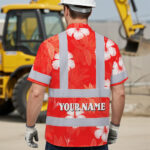 Hi-Vis-Hawaiian-Shirt-Reflective-Tapes-Red-Neon-Custom-Name-Safety-Workwear-For-Workers,-Truckers,-Operators-4