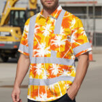 Hi-Vis-Hawaiian-Shirt-Reflective-Tapes-Yellow-Neon-Flowers-Custom-Name-Safety-Workwear-For-Workers,-Truckers,-Operators-3