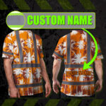 Hi-Vis-Shirt-Reflective-Tapes-Orange-Neon-Flowers-Custom-Name-Safety-Workwear-For-Workers,-Truckers,-Operators-2