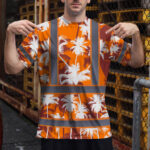 Hi-Vis-Shirt-Reflective-Tapes-Orange-Neon-Flowers-Custom-Name-Safety-Workwear-For-Workers,-Truckers,-Operators-3