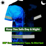 Hi-Vis-T-Shirt-Reflective-Tapes-Black-And-Blue-Skull-Custom-Name-Safety-Workwear-For-Workers,-Truckers,-Operators-7