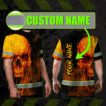 Hi-Vis-T-Shirt-Reflective-Tapes-Black-And-Orange-Skull-Custom-Name-Safety-Workwear-For-Workers,-Truckers,-Operators-2
