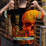 Hi-Vis-T-Shirt-Reflective-Tapes-Black-And-Orange-Skull-Custom-Name-Safety-Workwear-For-Workers,-Truckers,-Operators-4