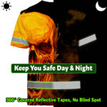 Hi-Vis-T-Shirt-Reflective-Tapes-Black-And-Orange-Skull-Custom-Name-Safety-Workwear-For-Workers,-Truckers,-Operators-7