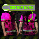 Hi-Vis-T-Shirt-Reflective-Tapes-Black-And-Pink-Neon-Skull-Custom-Name-Safety-Workwear-For-Workers,-Truckers,-Operators-2