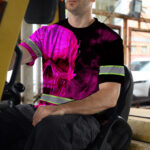 Hi-Vis-T-Shirt-Reflective-Tapes-Black-And-Pink-Neon-Skull-Custom-Name-Safety-Workwear-For-Workers,-Truckers,-Operators-6