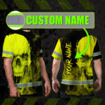 Hi-Vis-T-Shirt-Reflective-Tapes-Black-And-Yellow-Neon-Skull-Custom-Name-Safety-Workwear-For-Workers,-Truckers,-Operators-2