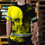 Hi-Vis-T-Shirt-Reflective-Tapes-Black-And-Yellow-Neon-Skull-Custom-Name-Safety-Workwear-For-Workers,-Truckers,-Operators-5