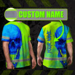Hi-Vis-T-Shirt-Reflective-Tapes-Blue-Green-Skull-Custom-Name-Safety-Workwear-For-Workers,-Truckers,-Operators-2