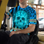 Hi-Vis-T-Shirt-Reflective-Tapes-Blue-Neon-US-Flag-Custom-Name-Safety-Workwear-For-Workers,-Truckers,-Operators-6