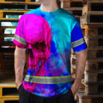 Hi-Vis-T-Shirt-Reflective-Tapes-Blue-Pink-Skull-Custom-Name-Safety-Workwear-For-Workers,-Truckers,-Operators-5